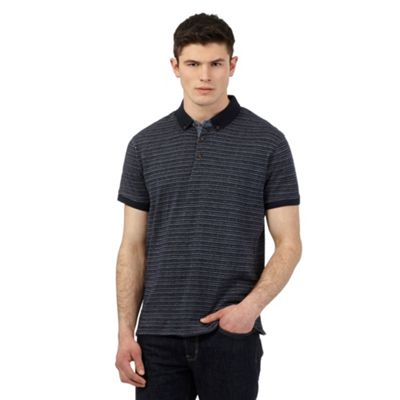 Red Herring Navy textured dot and striped polo shirt
